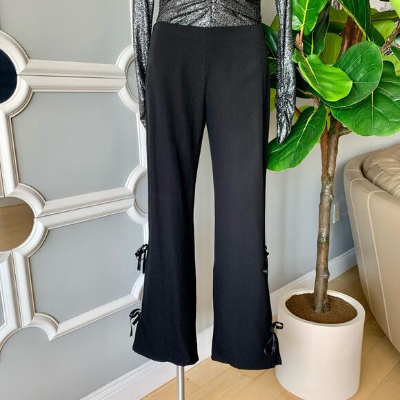 Valentino Wide Leg Wool Tuxedo Pants With Ribbon Ties Size 8 - Picture 12 of 12